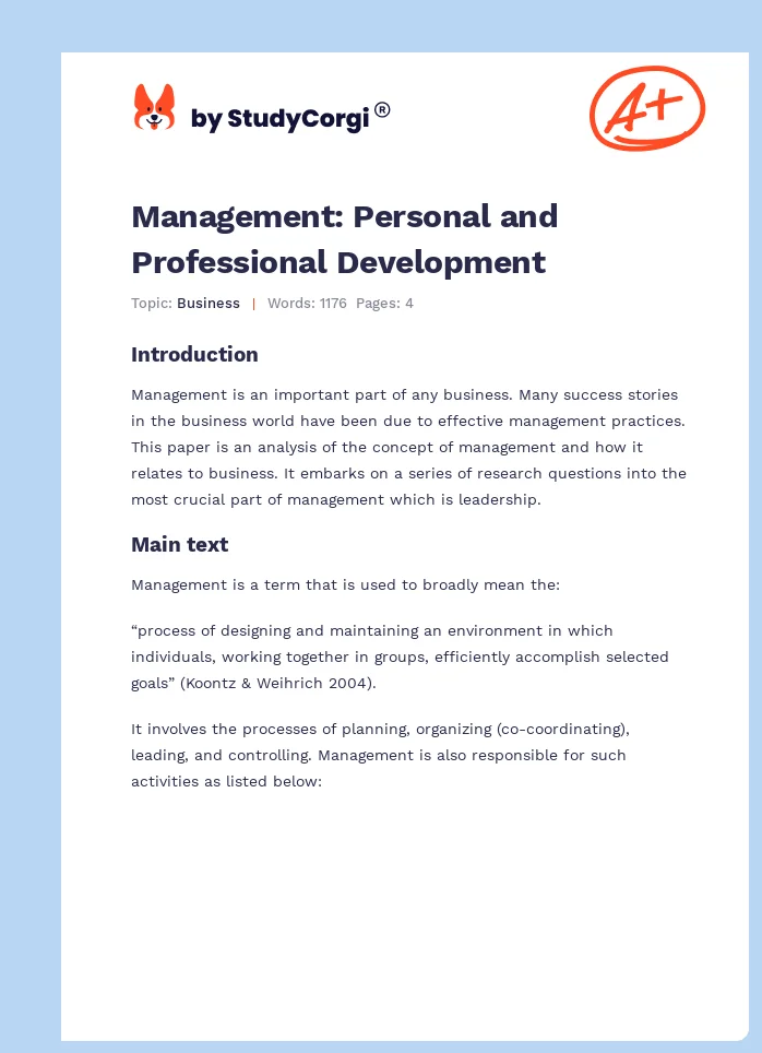 Management: Personal and Professional Development. Page 1