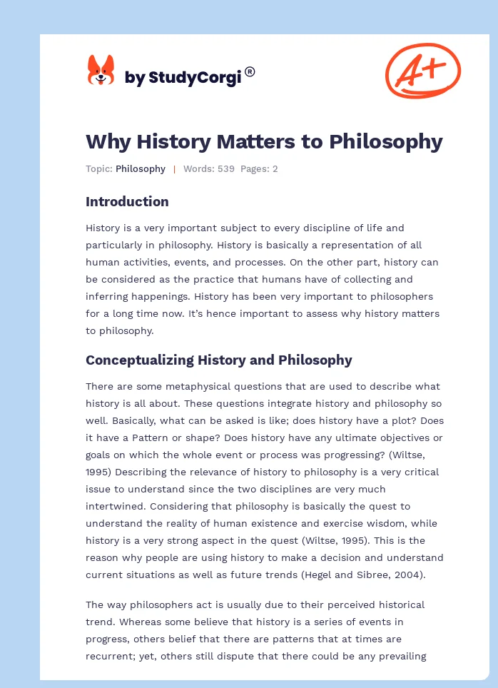 Why History Matters to Philosophy. Page 1