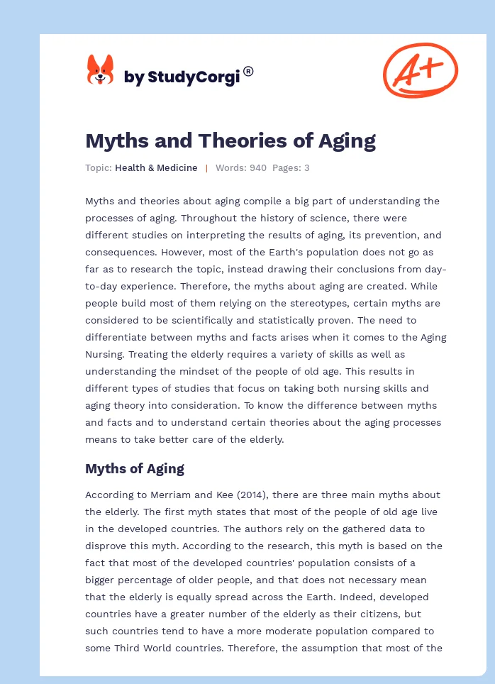 Myths and Theories of Aging. Page 1