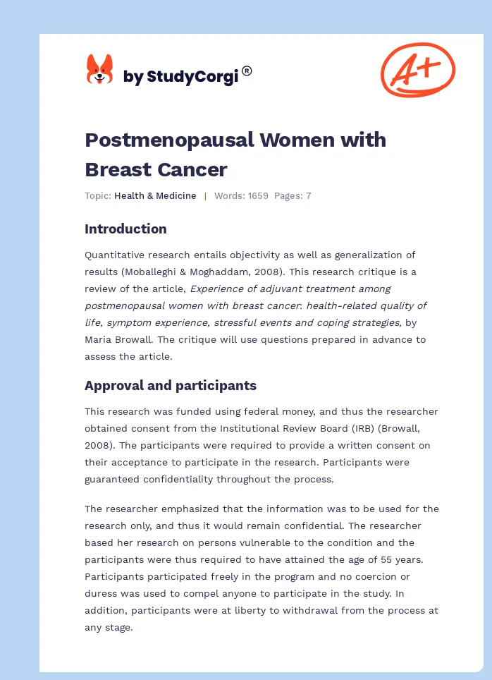 Postmenopausal Women with Breast Cancer. Page 1
