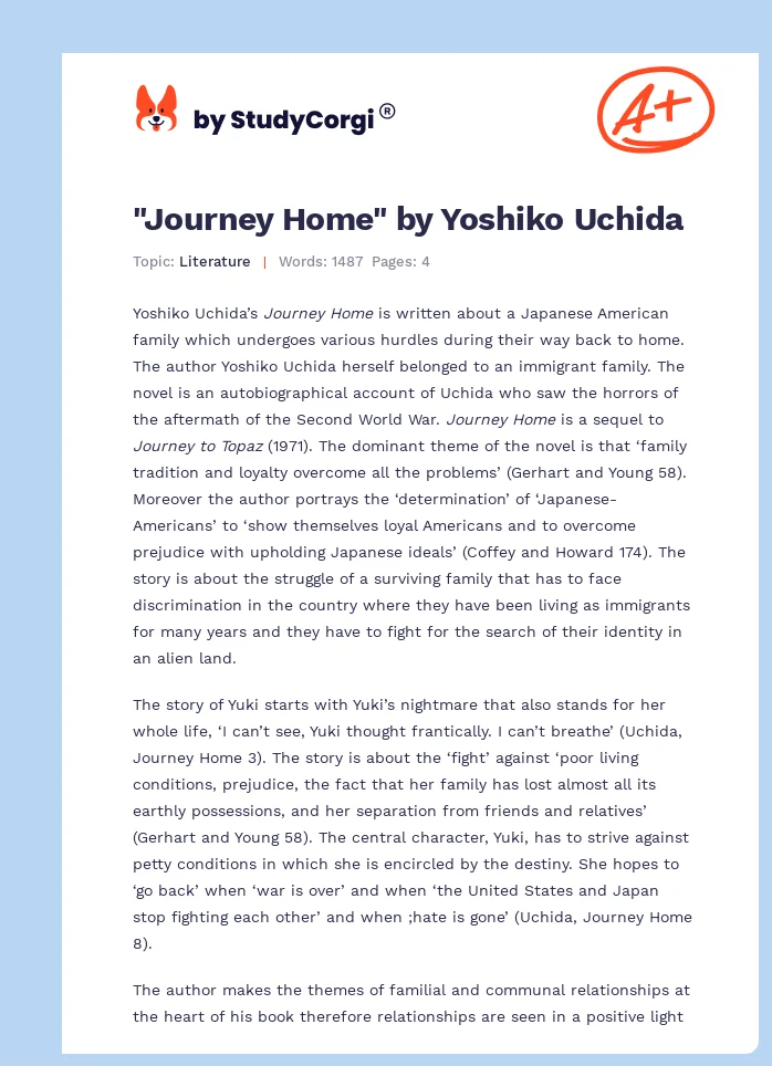 "Journey Home" by Yoshiko Uchida. Page 1