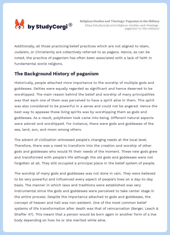 Religious Studies and Theology: Paganism in the Military. Page 2