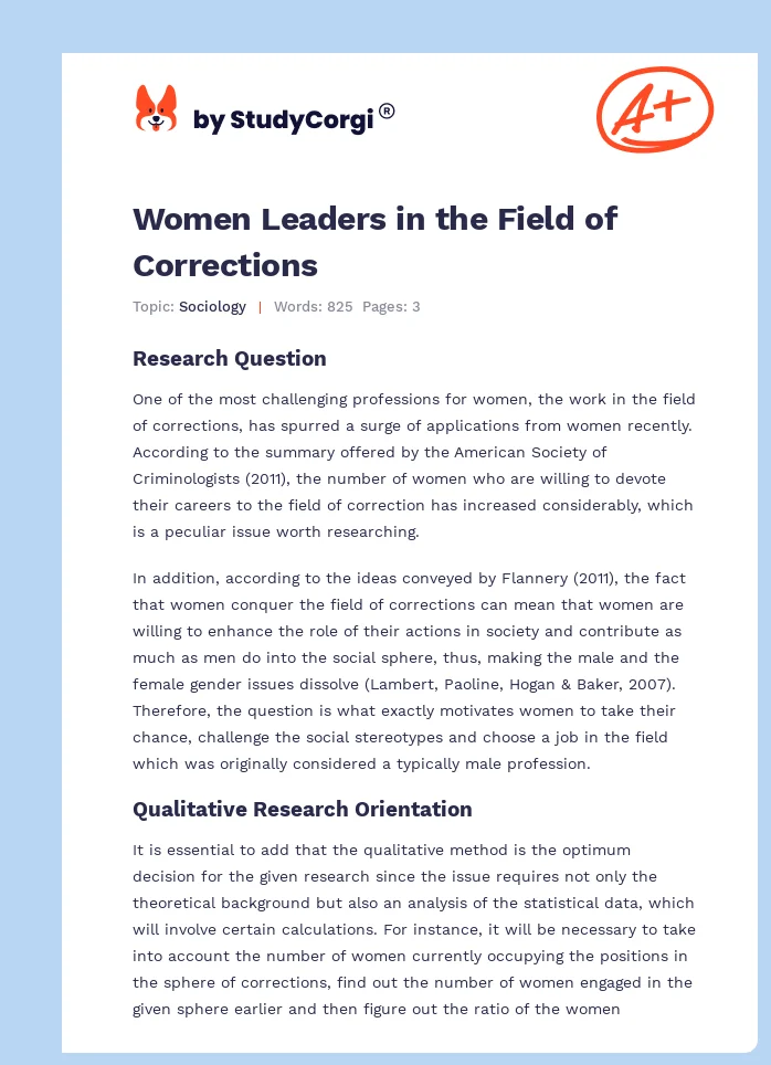 Women Leaders in the Field of Corrections. Page 1