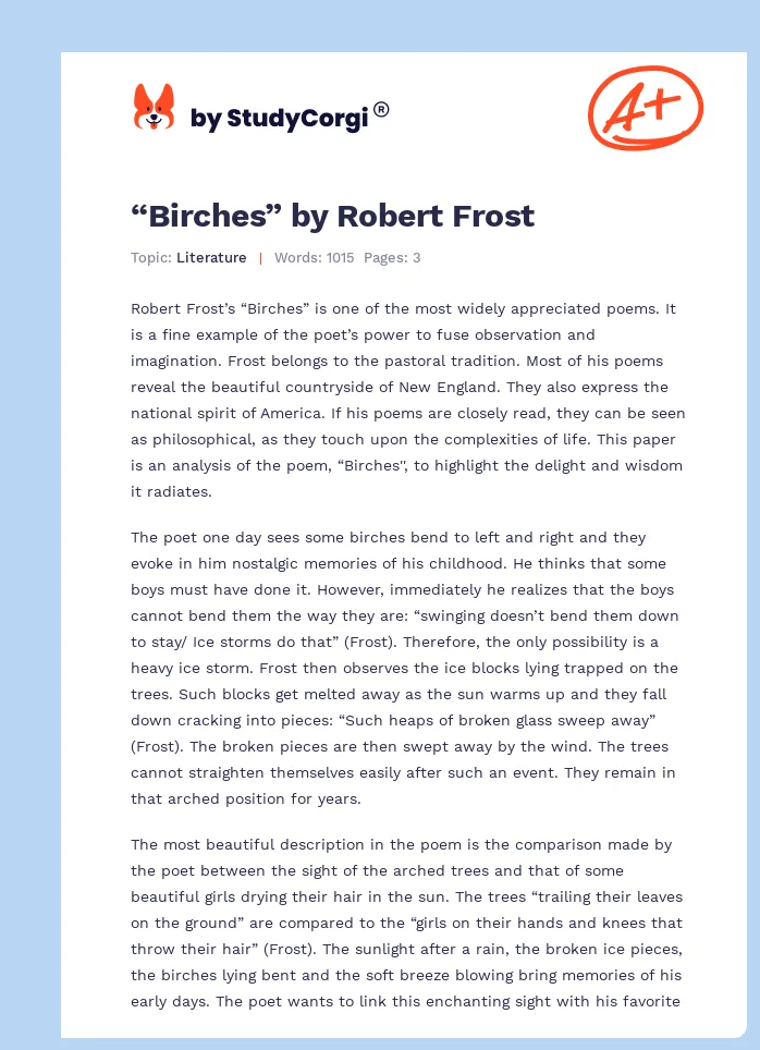 “Birches” by Robert Frost. Page 1