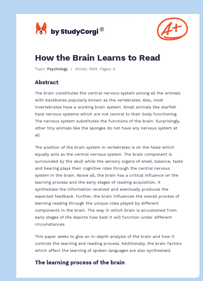 How the Brain Learns to Read. Page 1