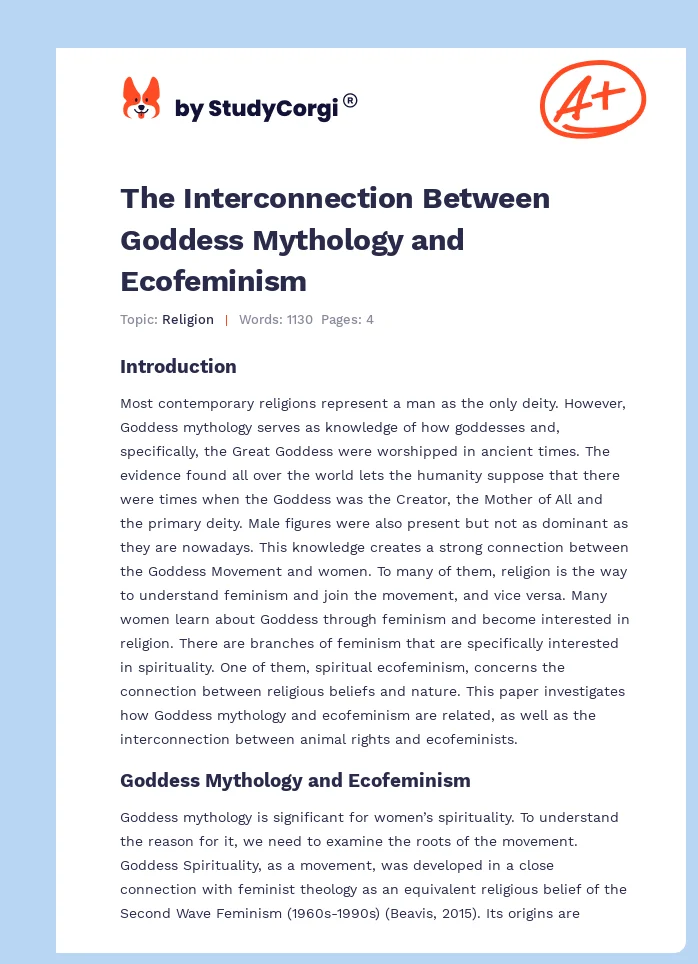 The Interconnection Between Goddess Mythology and Ecofeminism. Page 1