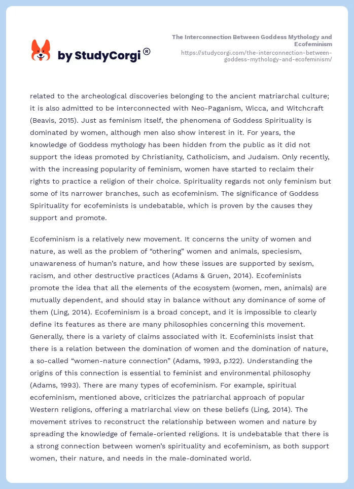 The Interconnection Between Goddess Mythology and Ecofeminism. Page 2