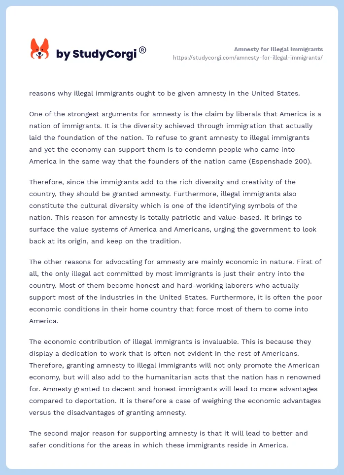Amnesty for Illegal Immigrants. Page 2