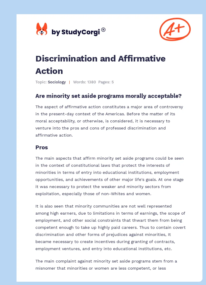 Discrimination and Affirmative Action. Page 1