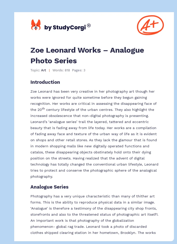 Zoe Leonard Works – Analogue Photo Series. Page 1