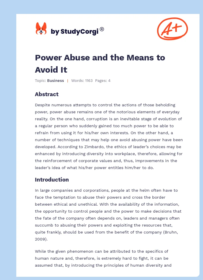 Power Abuse and the Means to Avoid It. Page 1