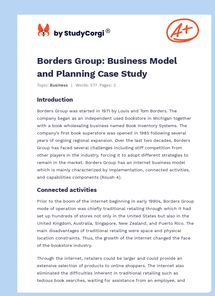 Borders Group: Business Model and Planning Case Study. Page 1