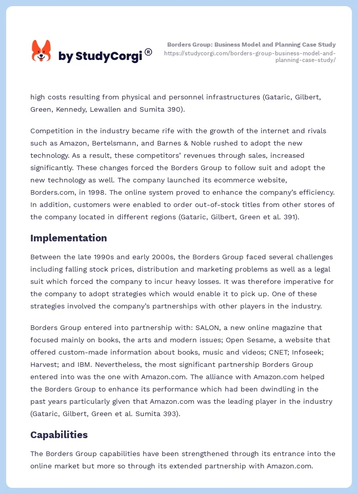 Borders Group: Business Model and Planning Case Study. Page 2