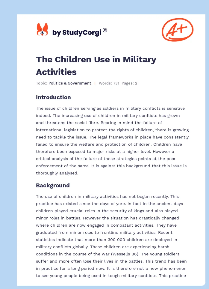 The Children Use in Military Activities. Page 1