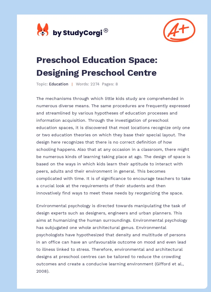 Preschool Education Space: Designing Preschool Centre. Page 1
