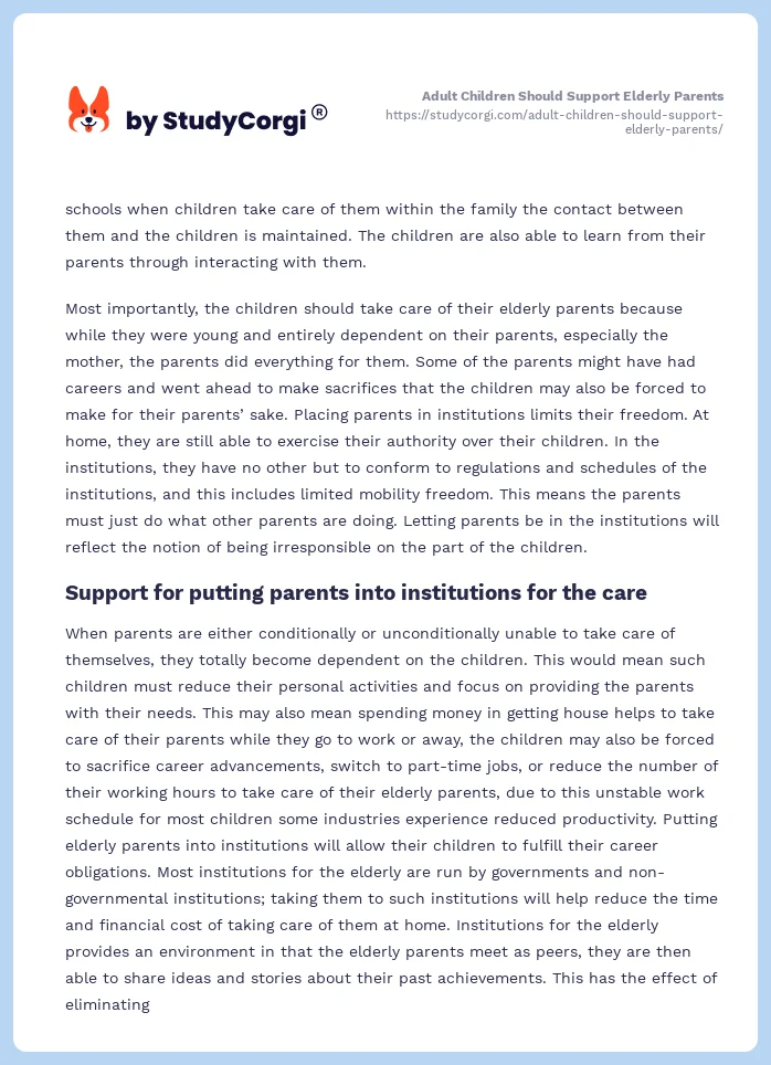 Adult Children Should Support Elderly Parents. Page 2