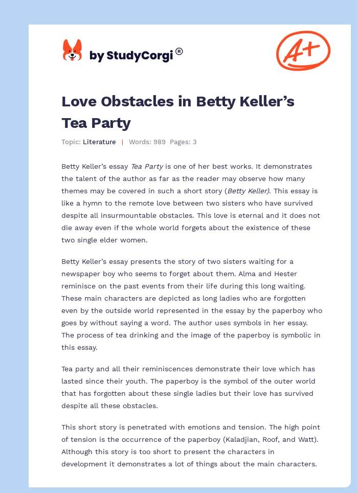 Love Obstacles in Betty Keller’s Tea Party. Page 1