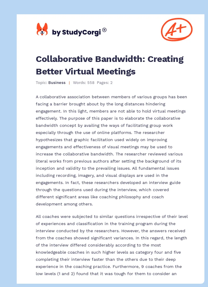 Collaborative Bandwidth: Creating Better Virtual Meetings. Page 1