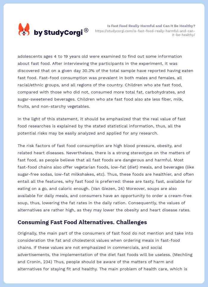Is Fast Food Really Harmful and Can It Be Healthy?. Page 2