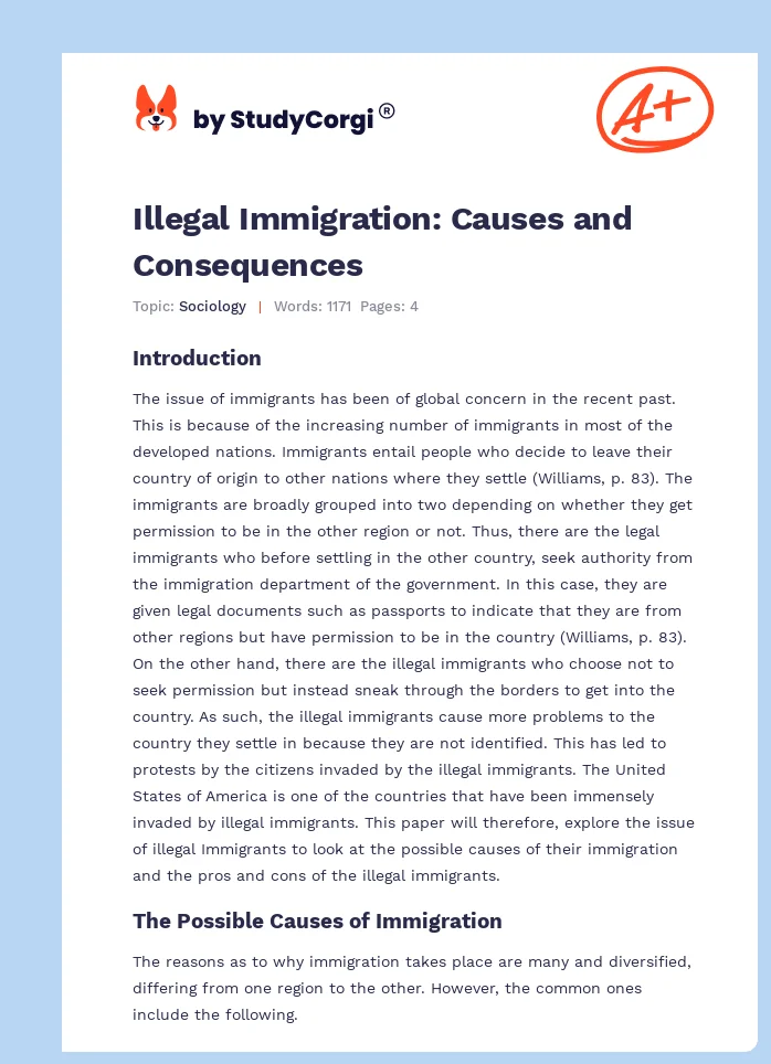 Illegal Immigration: Causes and Consequences. Page 1