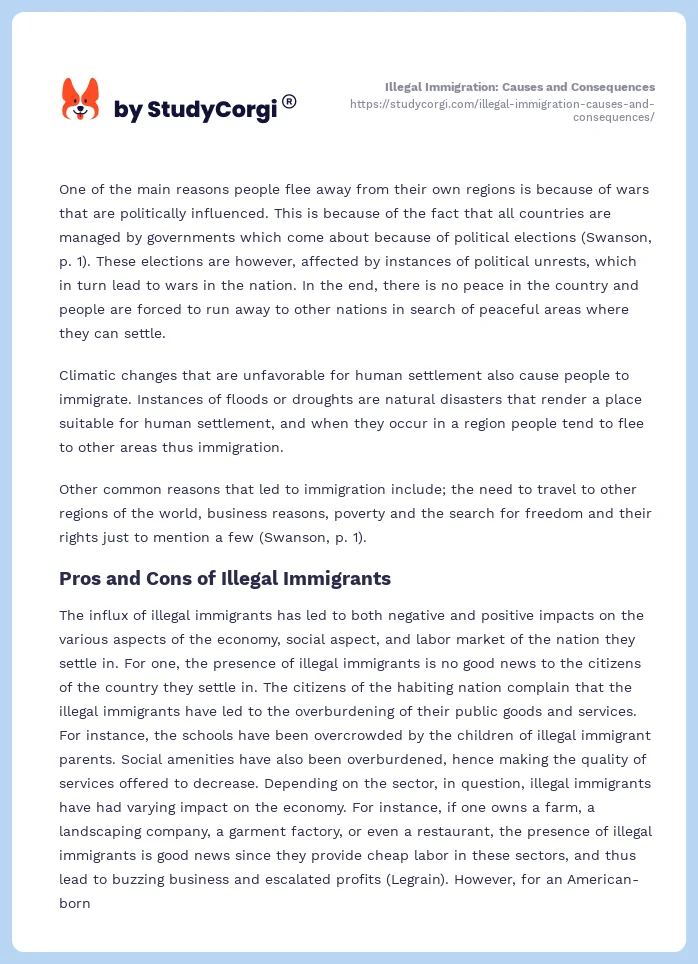 Illegal Immigration: Causes and Consequences. Page 2