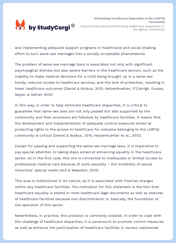 Eliminating Healthcare Disparities in the LGBTQI Community. Page 2