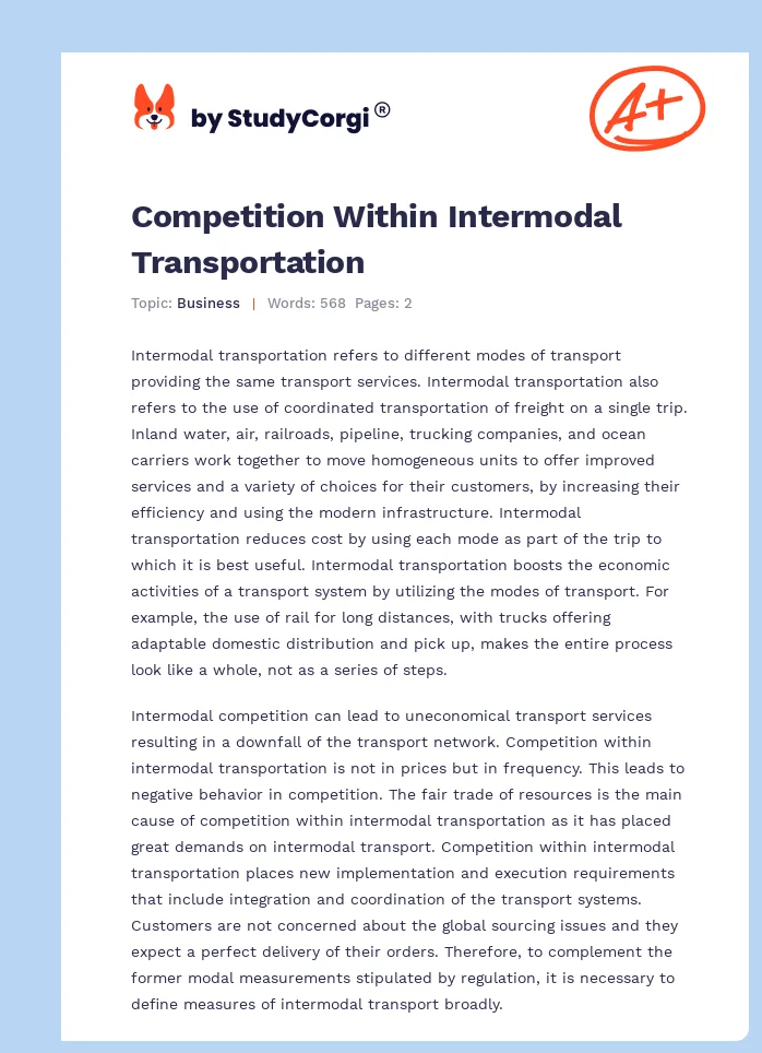 Competition Within Intermodal Transportation. Page 1