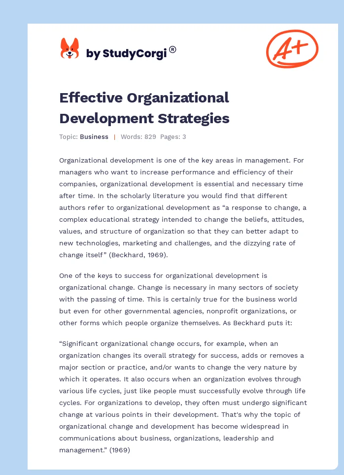 Effective Organizational Development Strategies. Page 1