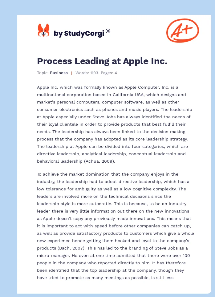 Process Leading at Apple Inc.. Page 1