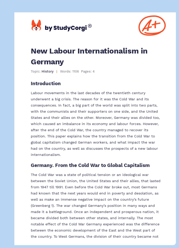 New Labour Internationalism in Germany. Page 1