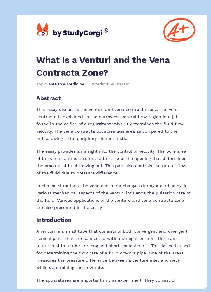 What Is a Venturi and the Vena Contracta Zone?. Page 1