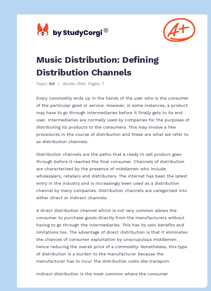 Music Distribution: Defining Distribution Channels. Page 1