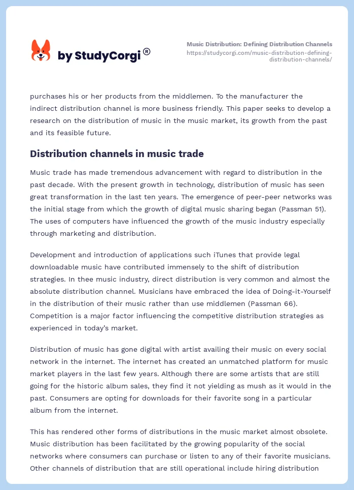 Music Distribution: Defining Distribution Channels. Page 2