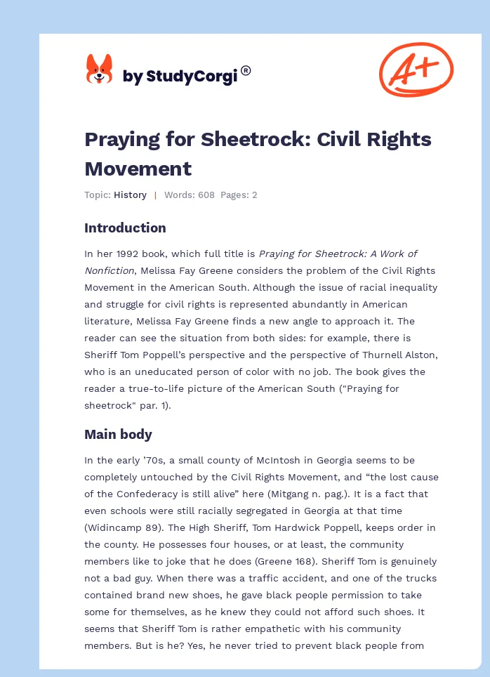 Praying for Sheetrock: Civil Rights Movement. Page 1