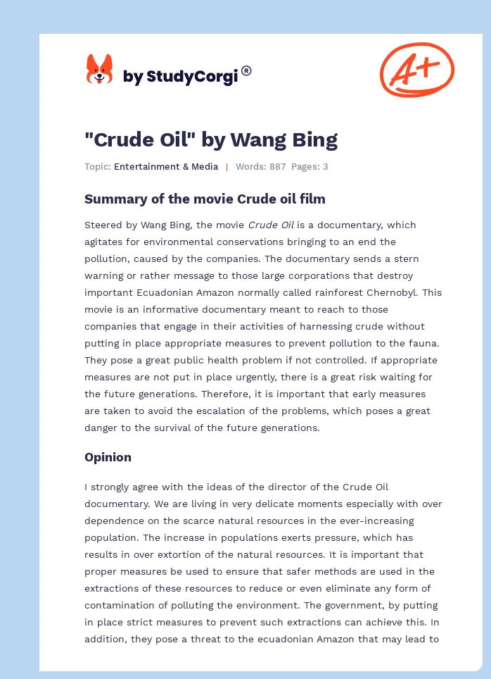 "Crude Oil" by Wang Bing. Page 1