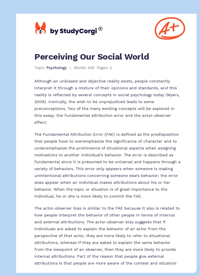 Perceiving Our Social World. Page 1