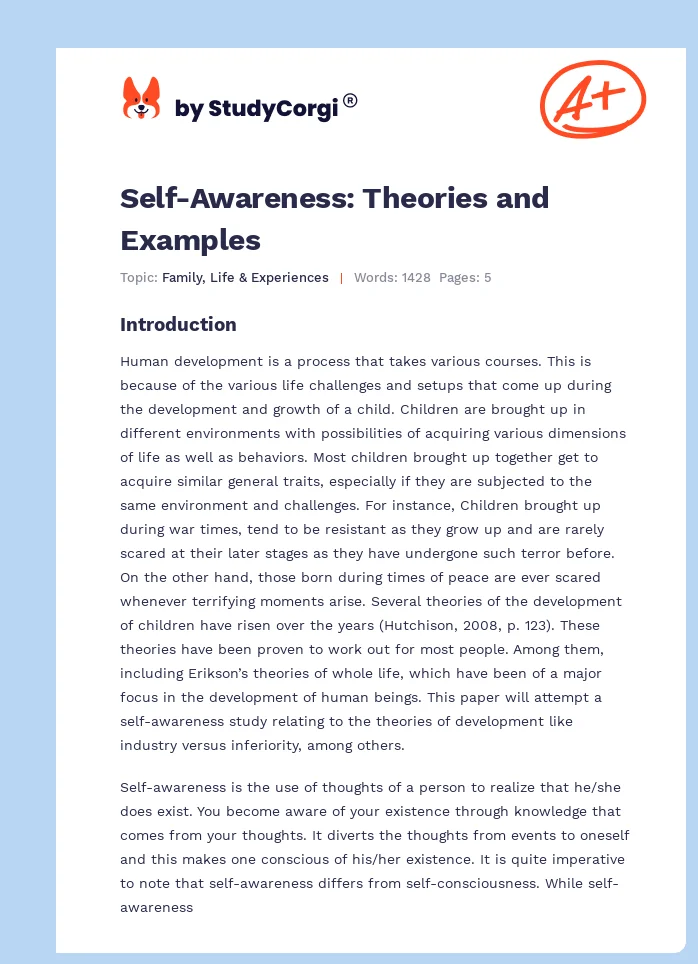 Self-Awareness: Theories and Examples. Page 1