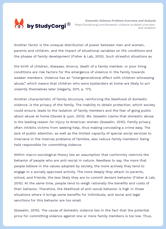 Domestic Violence Problem Overview and Analysis. Page 2
