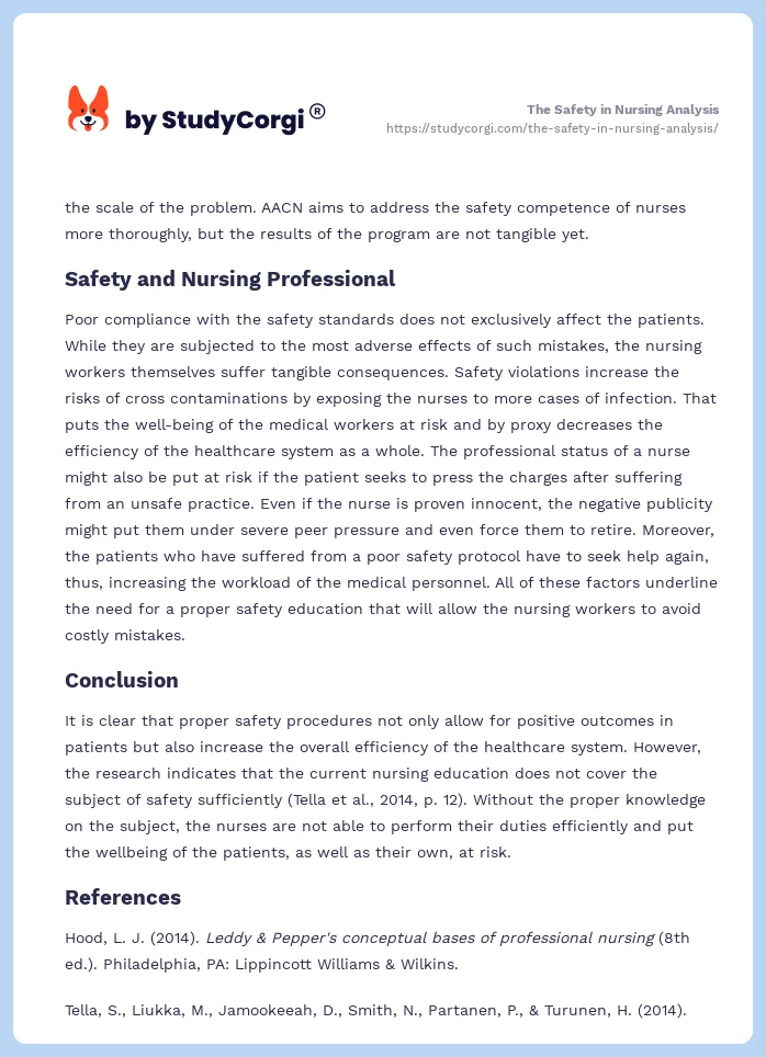 The Safety in Nursing Analysis. Page 2