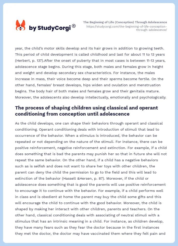 The Beginning of Life (Conception) Through Adolescence. Page 2