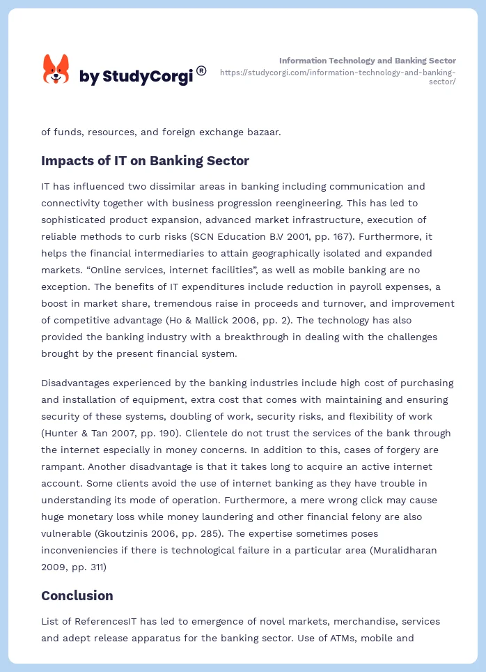 Information Technology and Banking Sector. Page 2