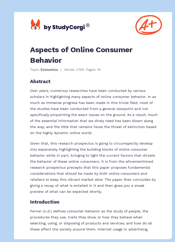 Aspects of Online Consumer Behavior. Page 1