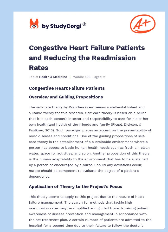 Congestive Heart Failure Patients and Reducing the Readmission Rates. Page 1