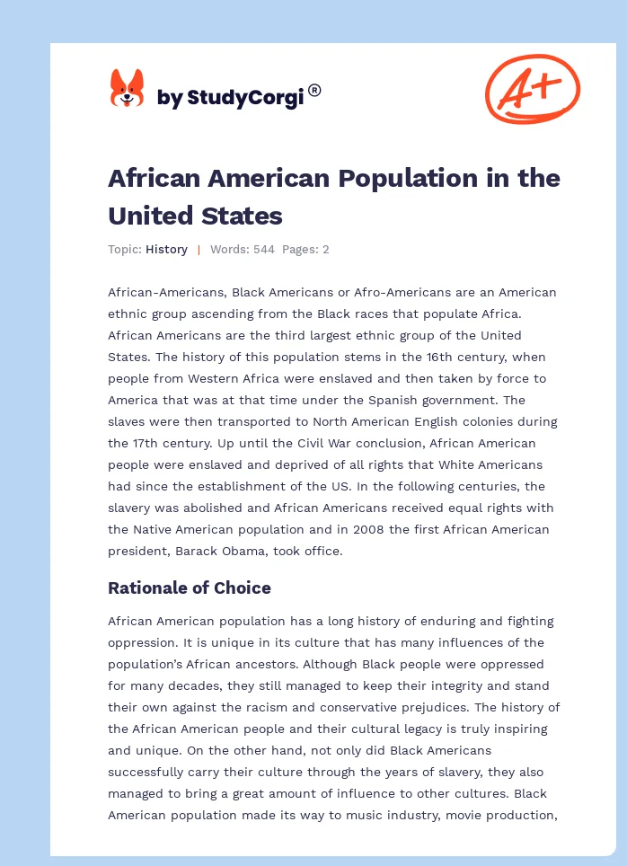 African American Population in the United States. Page 1