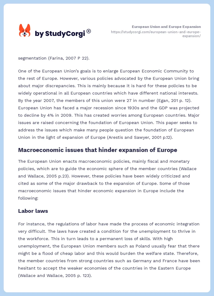European Union and Europe Expansion. Page 2