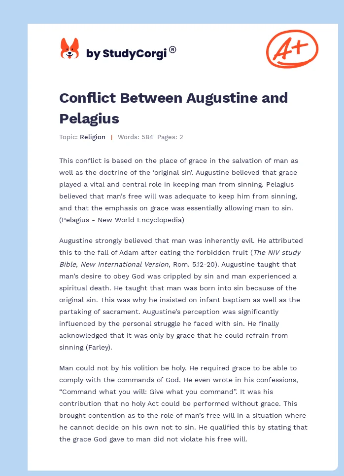 Conflict Between Augustine and Pelagius. Page 1