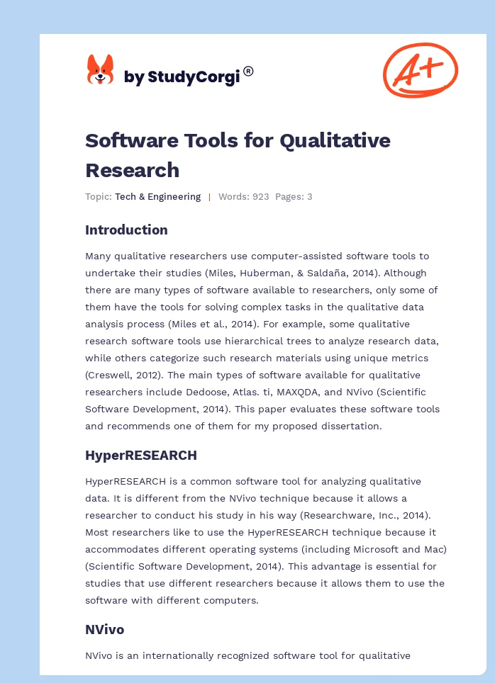 Software Tools for Qualitative Research. Page 1