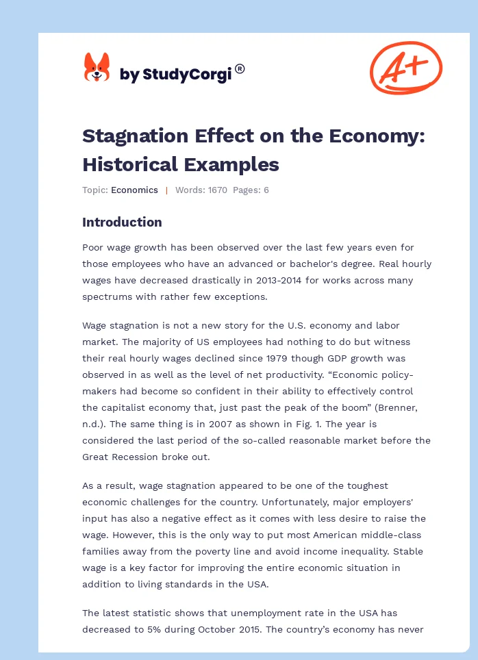Stagnation Effect on the Economy: Historical Examples. Page 1