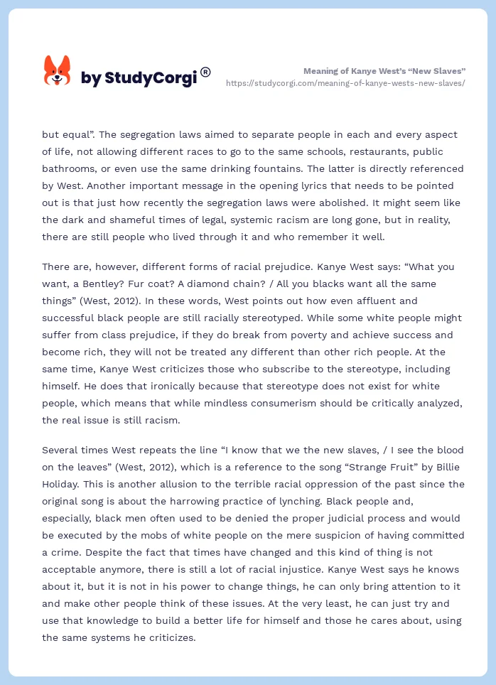 Meaning of Kanye West’s “New Slaves”. Page 2