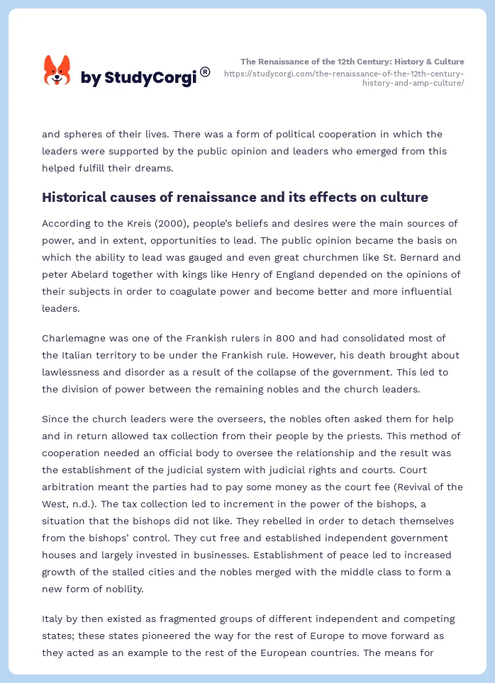 The Renaissance of the 12th Century: History & Culture. Page 2